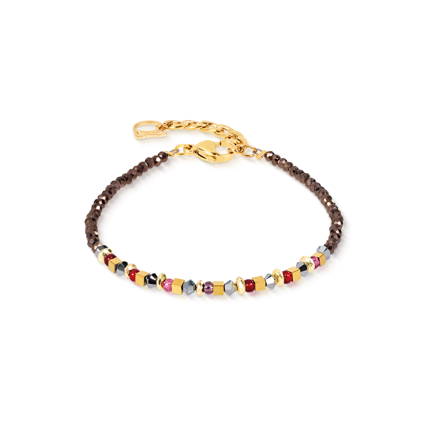 coeur-de-lion-golden-whisper-armband-braun-rot-gold-18-cm image 1
