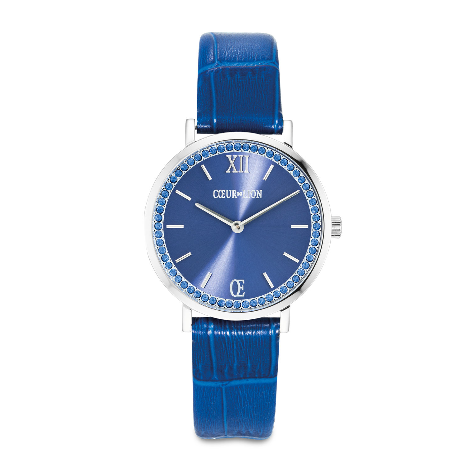 coeur-de-lion-iconic-uhr-rund-sparkling-sunray-leder-royal-blue-3-4-cm image 1
