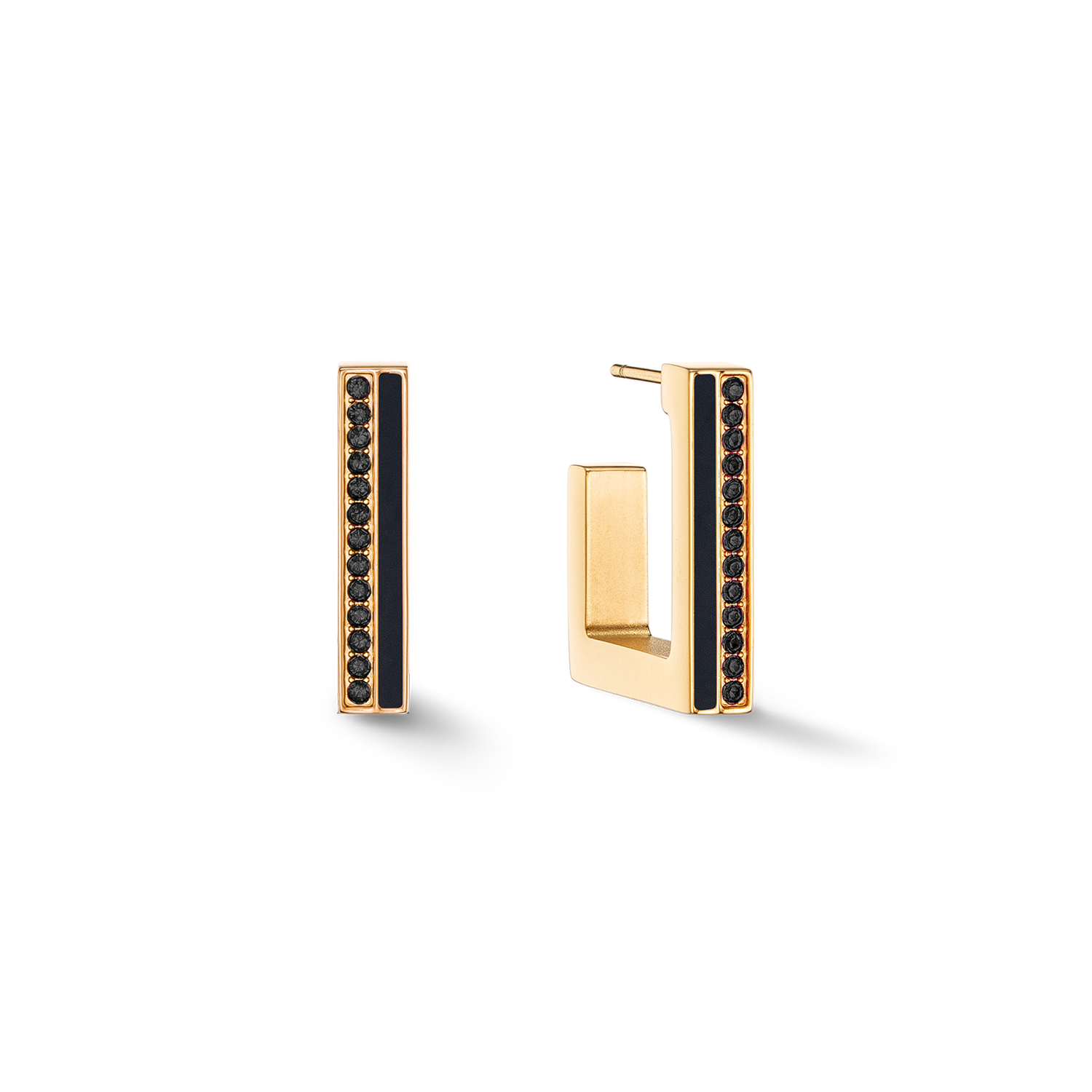 coeur-de-lion-creole-square-stripes-20-ohrringe-gold-schwarz-2-cm image 1