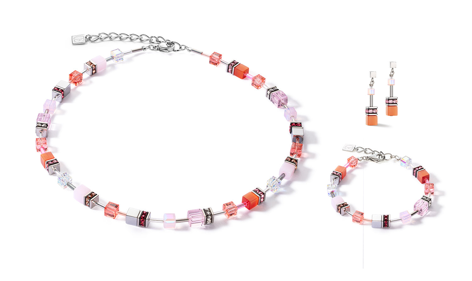 coeur-de-lion-geocube-iconic-joyful-colours-ohrstecker-rot-silber image 2
