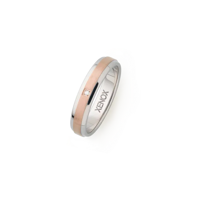 xenox-partnerring-x2545-aus-edelstahl-ros-mit-zirkonia-stein image 1
