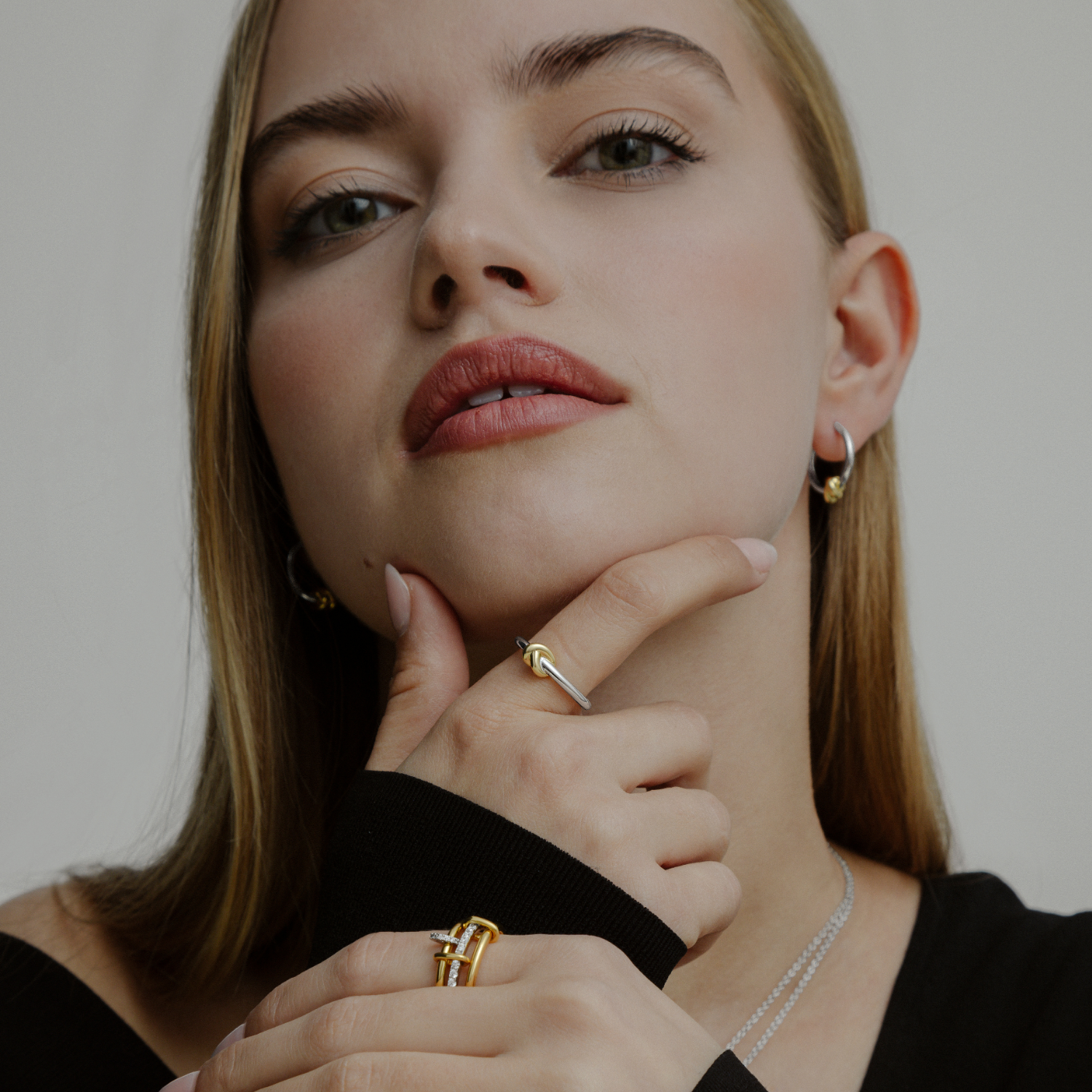 xenox-knotknot-ring-925-sterlingsilber-18k-vergoldet-bicolor image 3