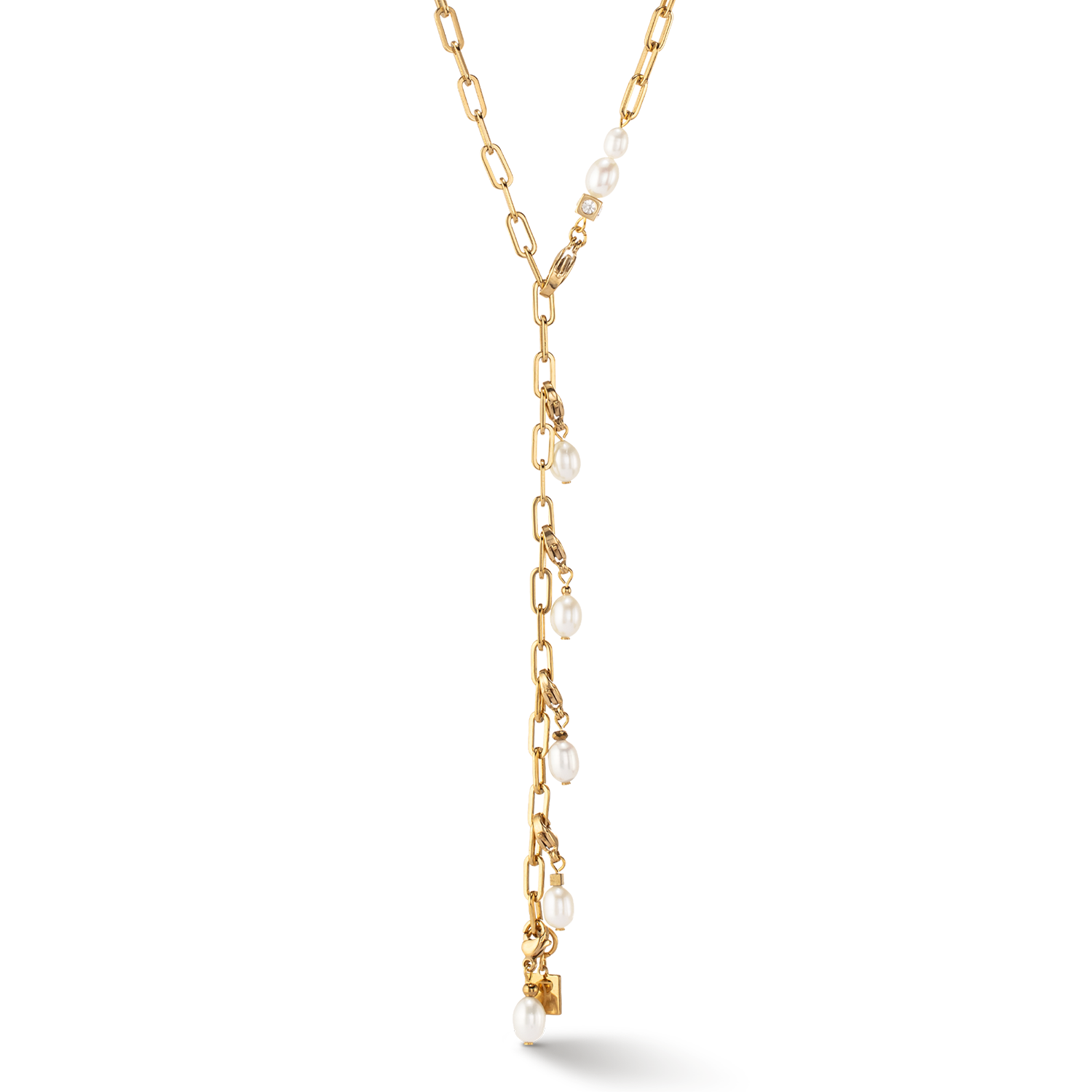 coeur-de-lion-modern-chain-halskette-mit-s-wasserperlen-charms-gold image 2
