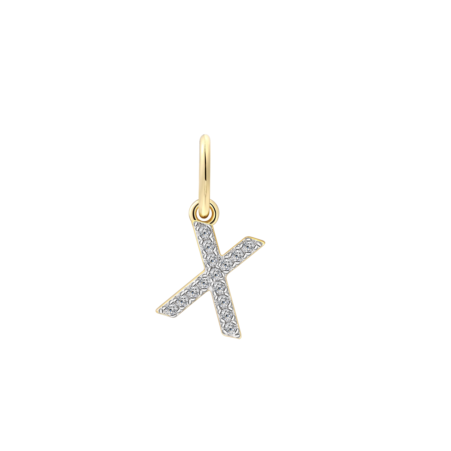 xenox-x-letter-charm-925-sterlingsilber-18k-vergoldet-mit-zirkonia image 1