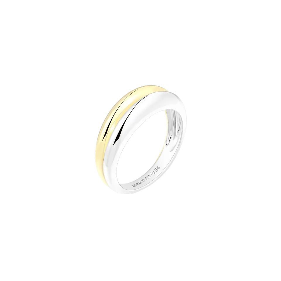xenox-double-twist-ring-925-sterlingsilber-18k-vergoldung-bicolor image 1