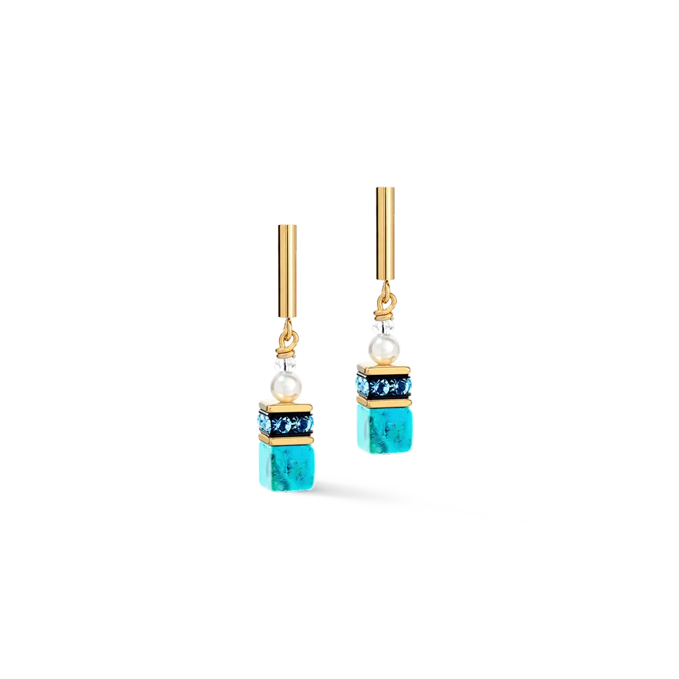 coeur-de-lion-geocube-precious-fusion-pearls-ohrringe-t-rkis-gold image 1