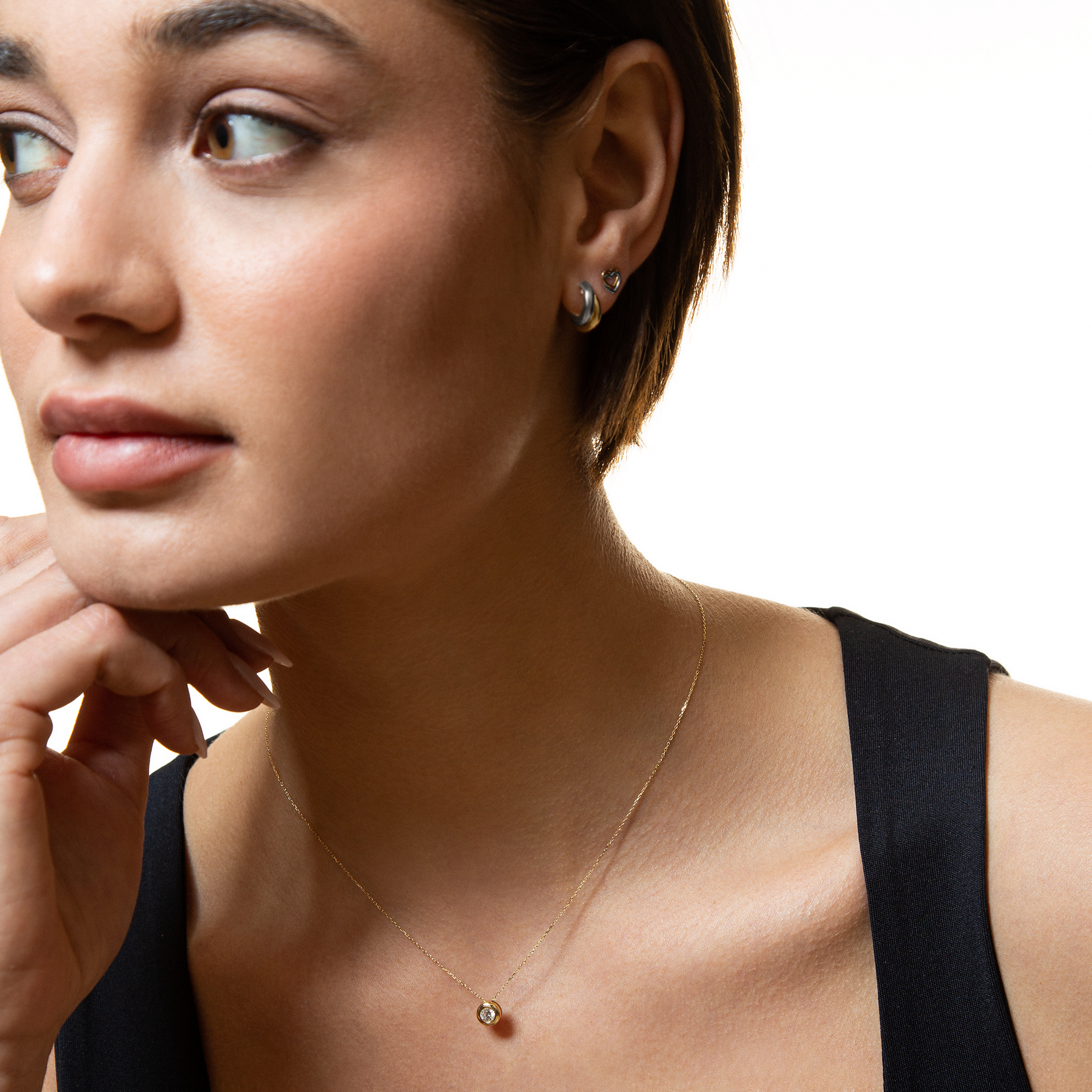 xenox-fine-zarge-midi-bold-halskette-585-gelbgold-4-mm-zirkonia image 3