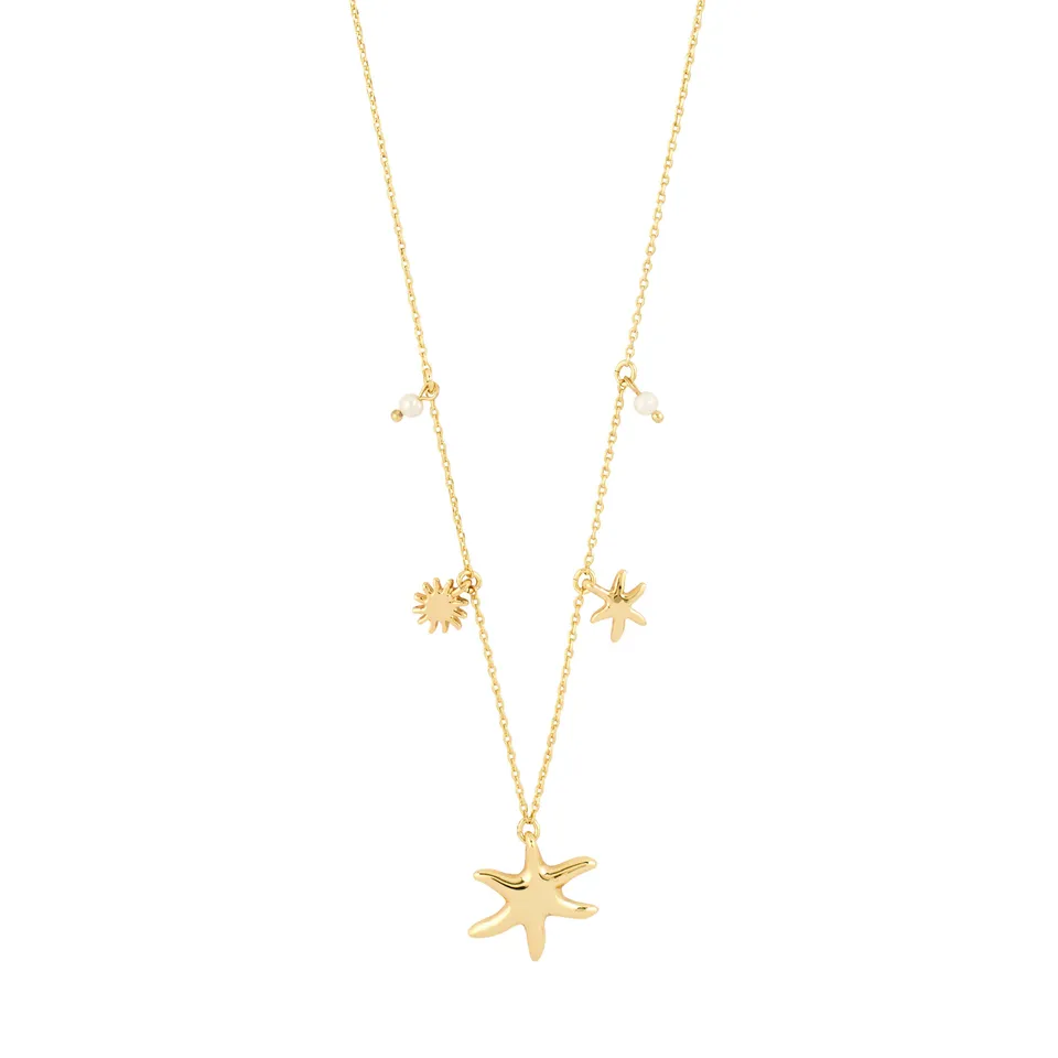 pilgrim-prism-halskette-goldplattiert-mit-seestern-charms-perlen image 1