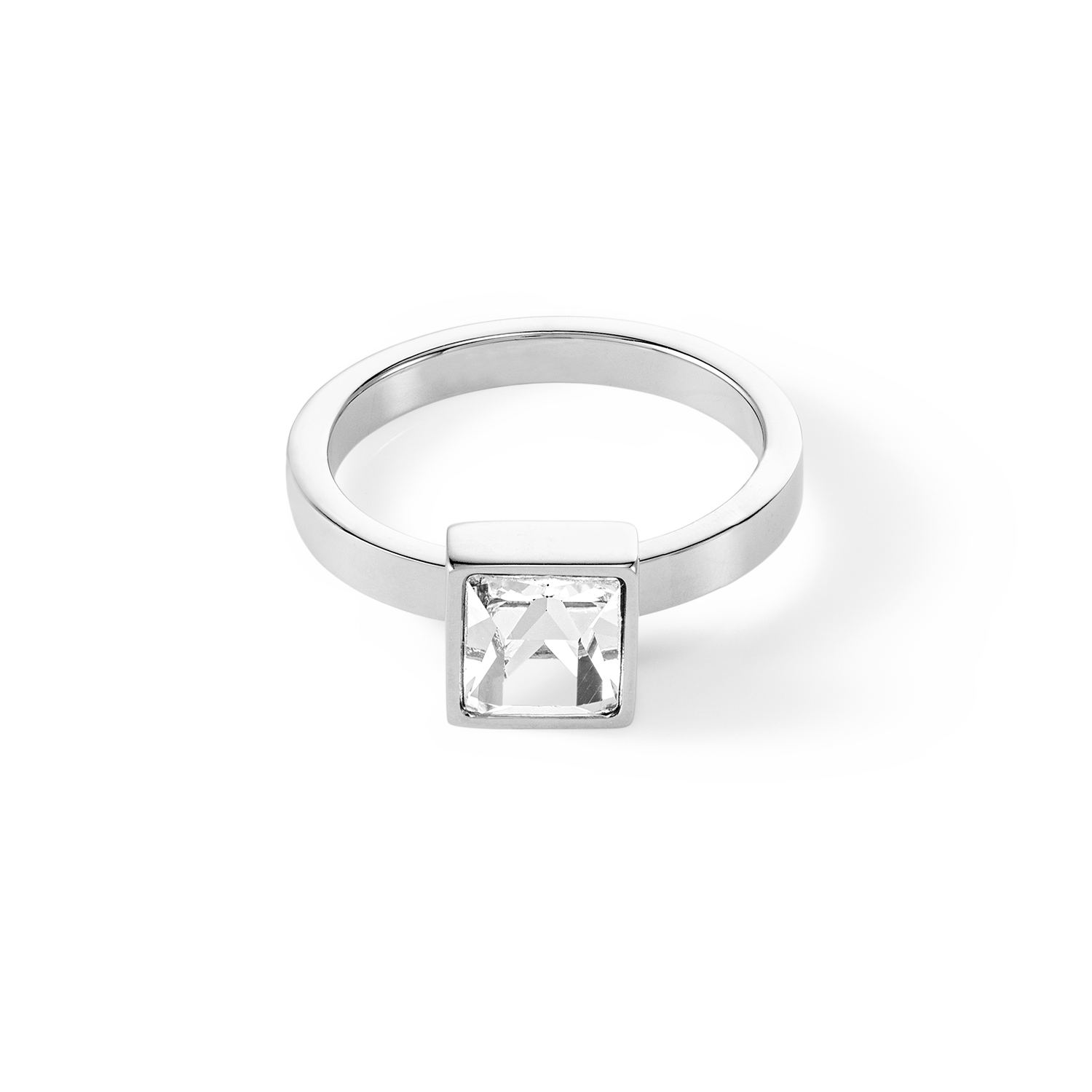 coeur-de-lion-brilliant-square-big-ring-silber-mit-kristall-edelstahlring image 2