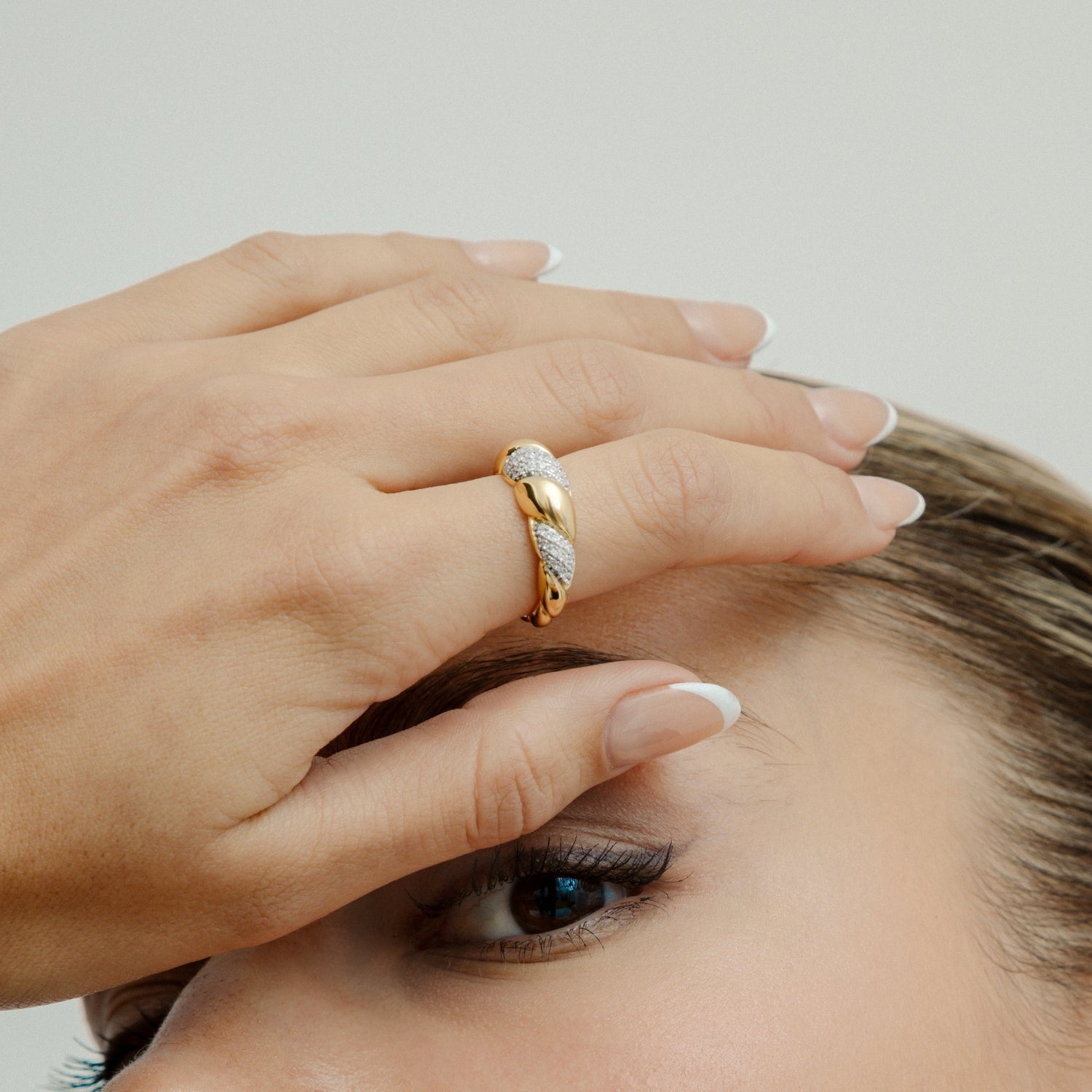xenox-sculpted-ring-xs91919g-52-925-sterlingsilber-18k-vergoldet-mit-zirkonia image 2