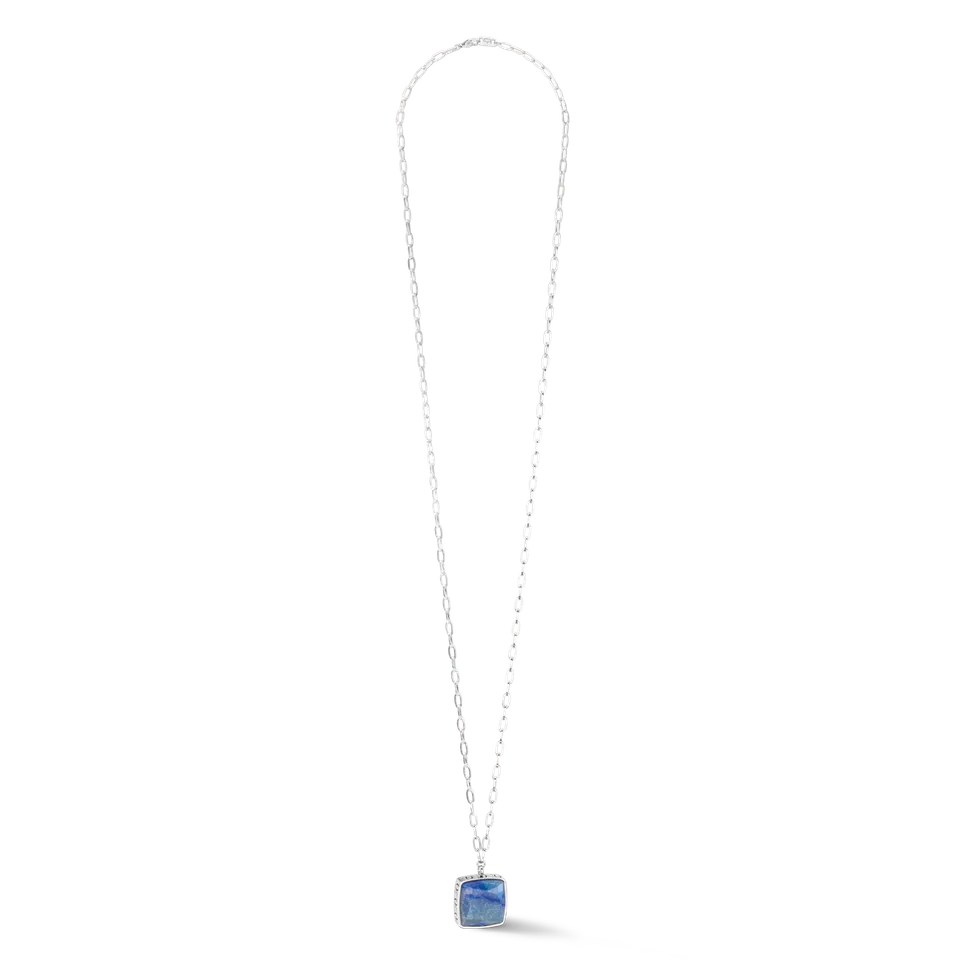 coeur-de-lion-halskette-oe-amulett-square-aventurin-silber-blau-edelstahl image 1