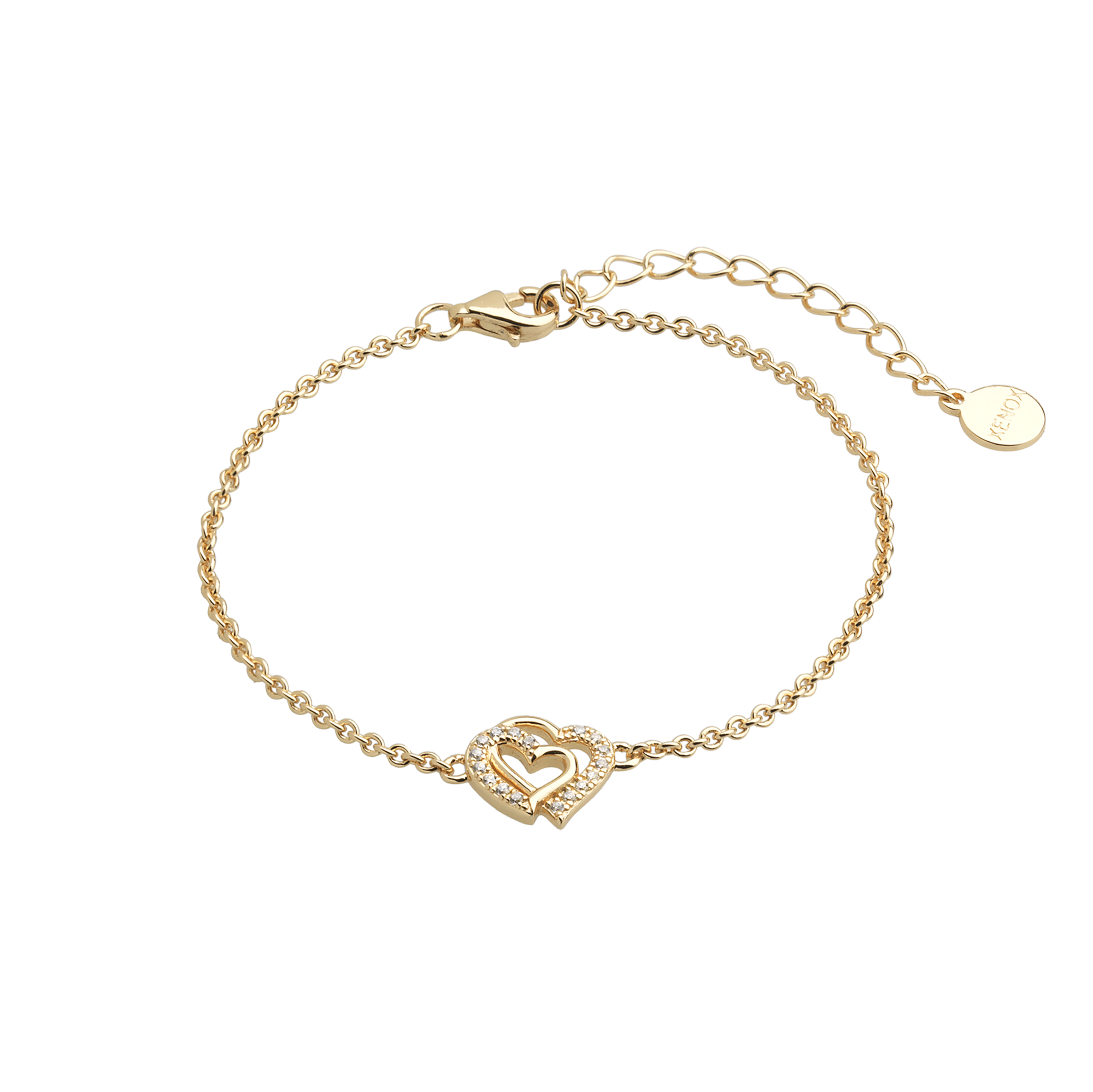 xenox-love-story-armband-925-sterlingsilber-18k-vergoldet-herz-zirkonia image 1