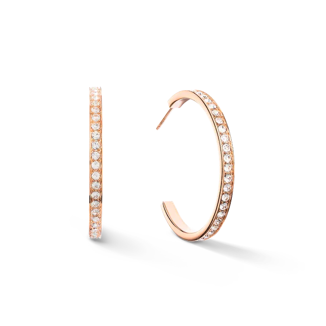 coeur-de-lion-ohrringe-creole-35-edelstahl-kristalle-ros-gold-3-5-cm image 1