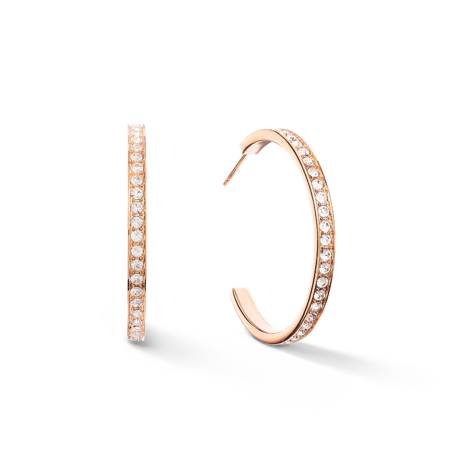 coeur-de-lion-ohrringe-creole-35-edelstahl-kristalle-ros-gold-3-5-cm image 1