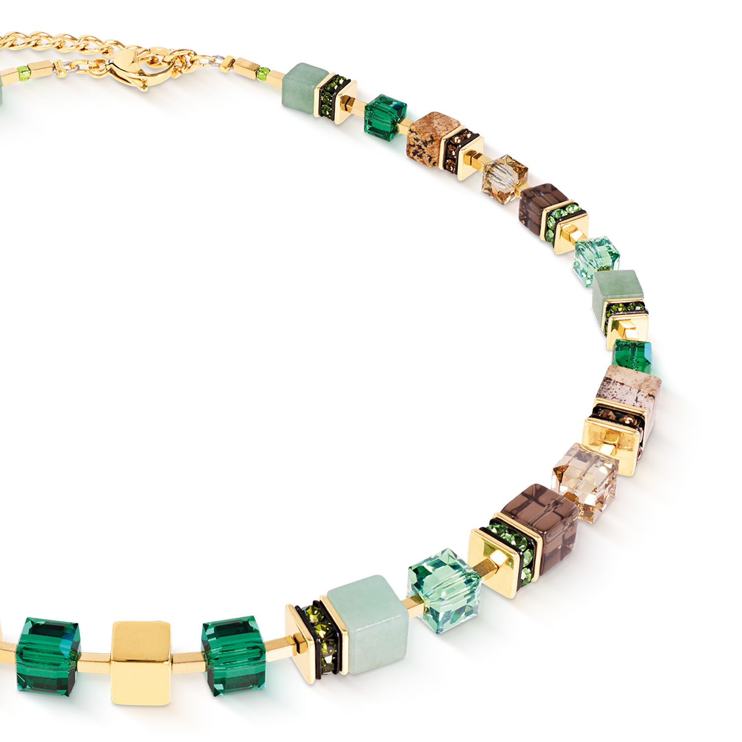 coeur-de-lion-geocube-precious-statement-halskette-emerald-garden-44-5-cm-gold image 2