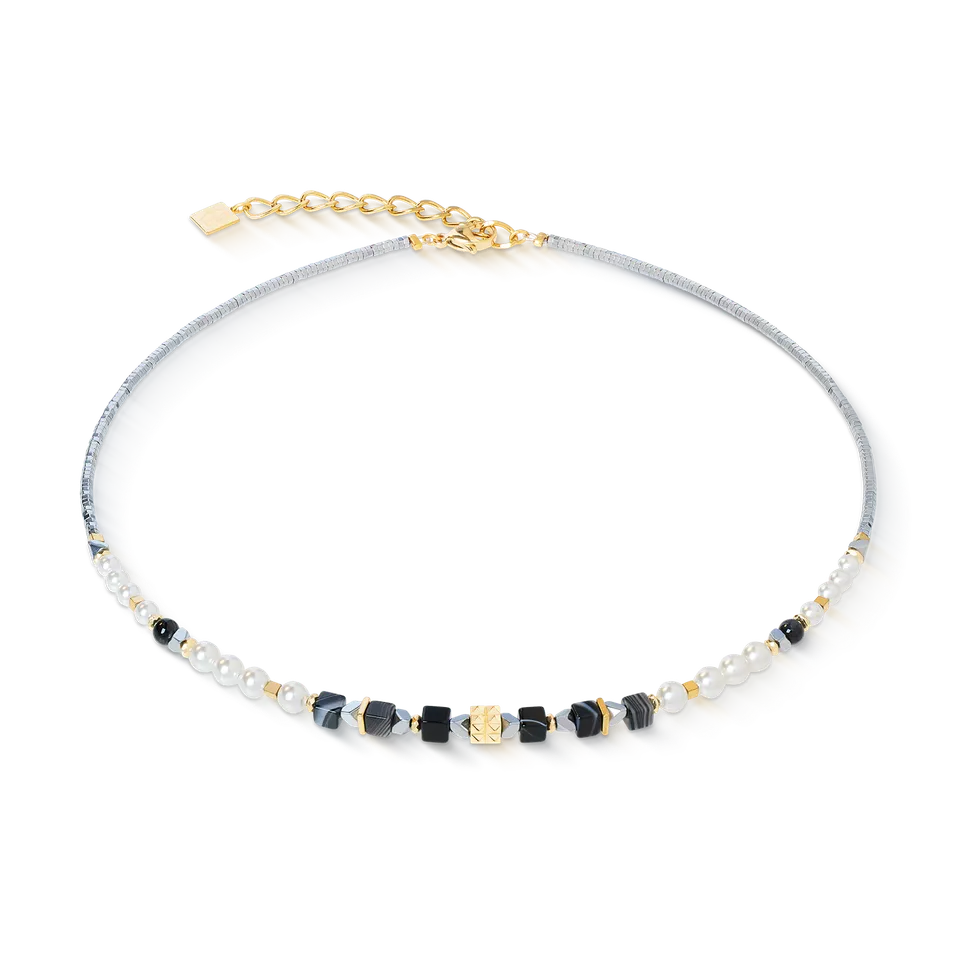coeur-de-lion-modern-elegance-spikes-halskette-gold-mit-onyx image 1