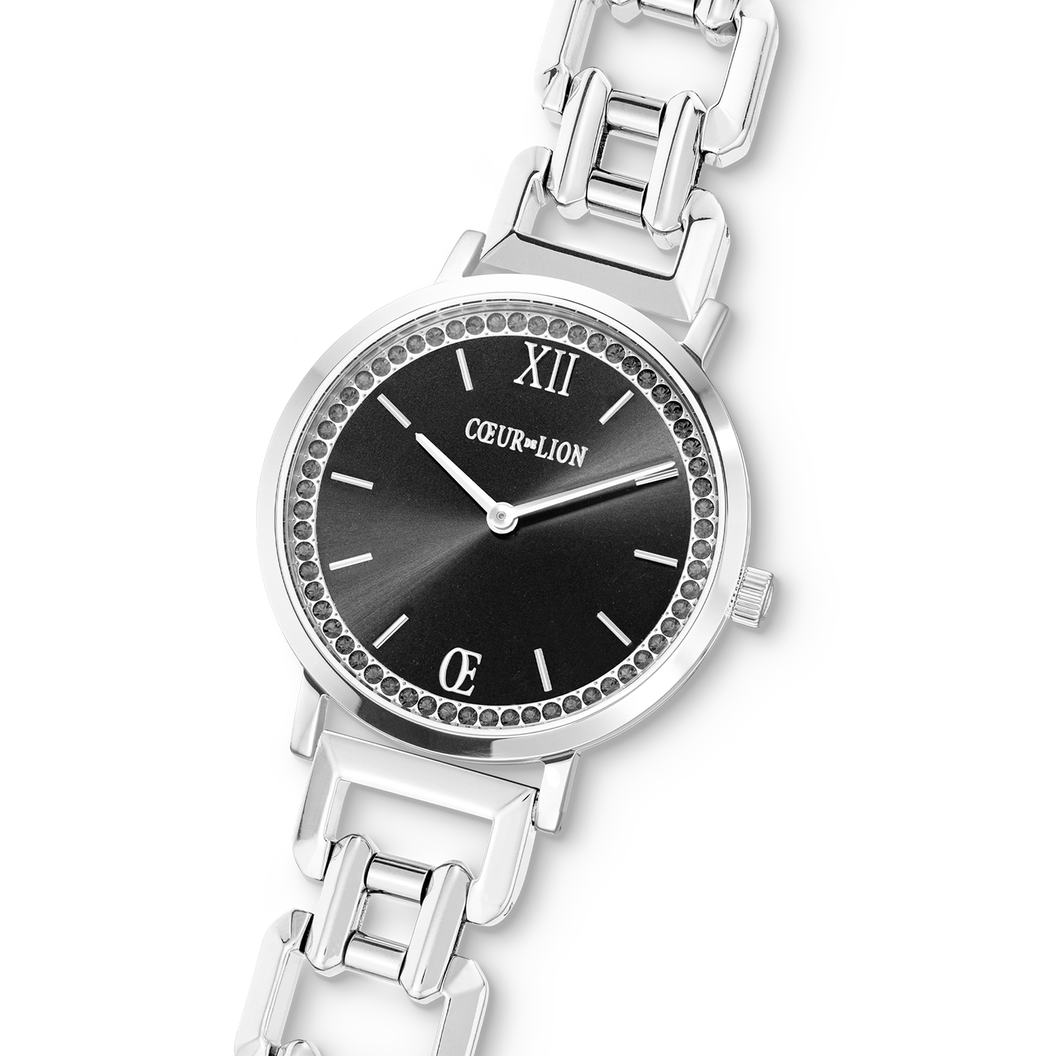 coeur-de-lion-rund-sparkling-mysterious-black-statement-uhr-silber image 2