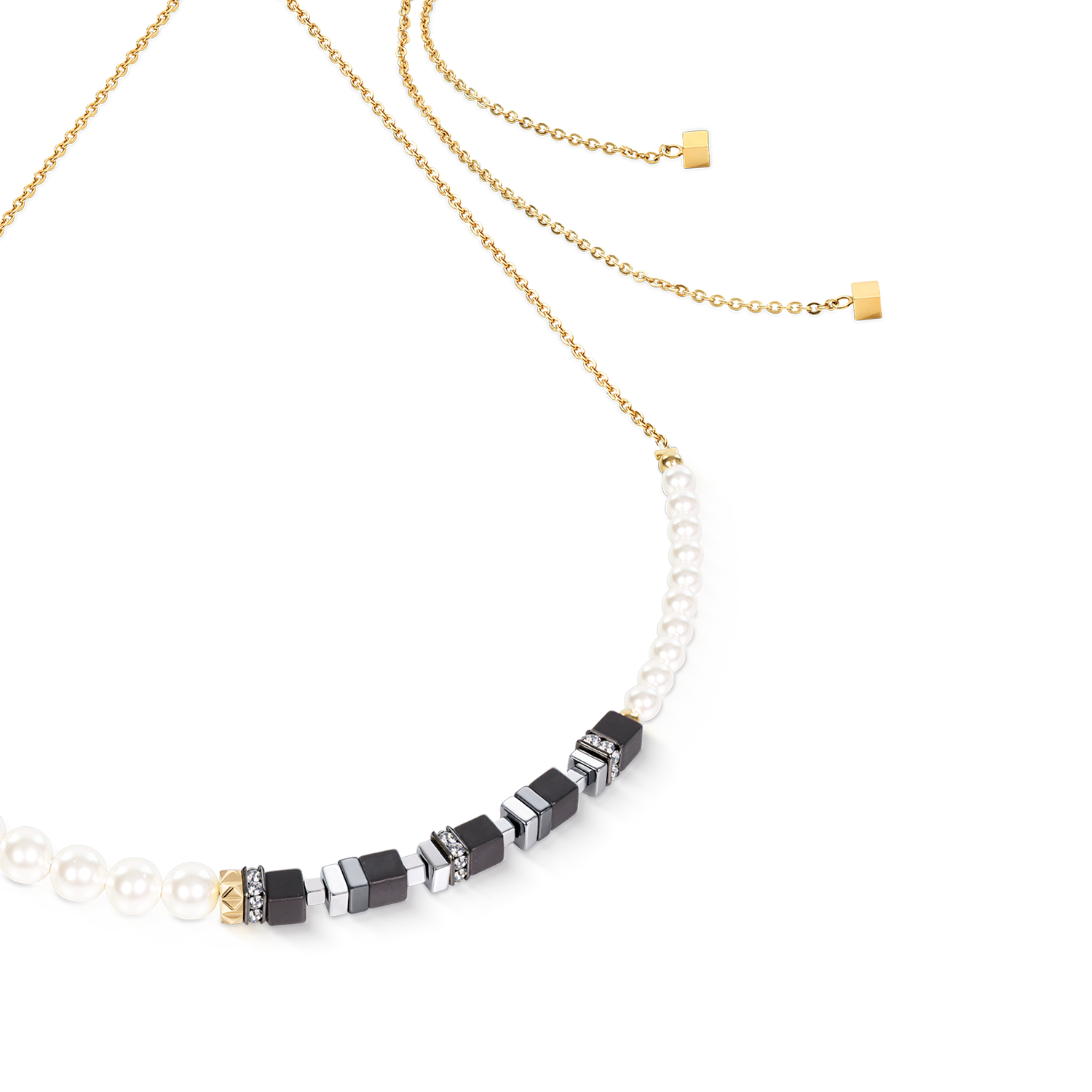 coeur-de-lion-precious-fusion-offset-slider-halskette-onyx-30-70-cm-gold image 2