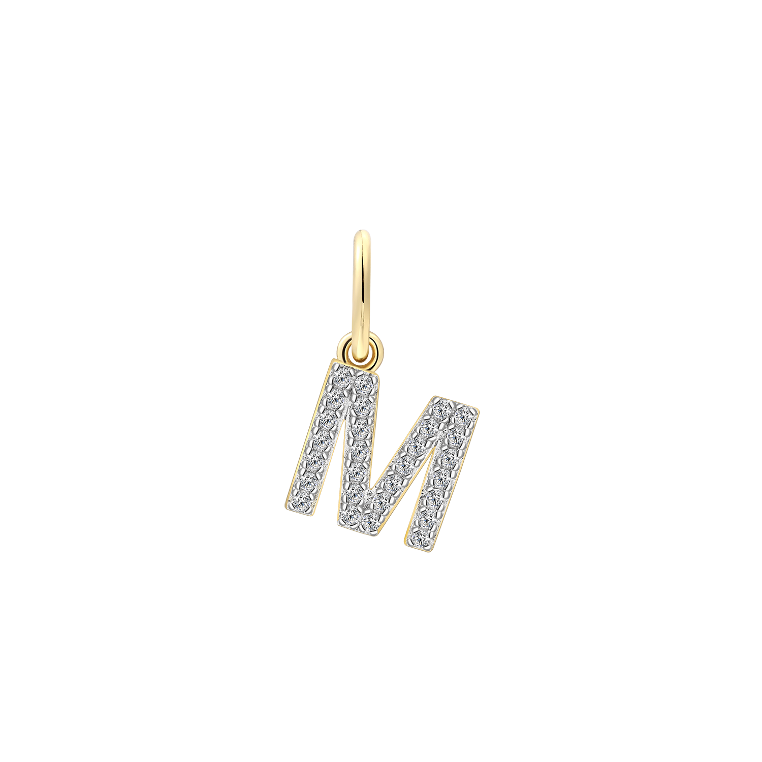 xenox-m-letter-charm-anh-nger-925-sterlingsilber-18k-vergoldet-mit-zirkonia image 1
