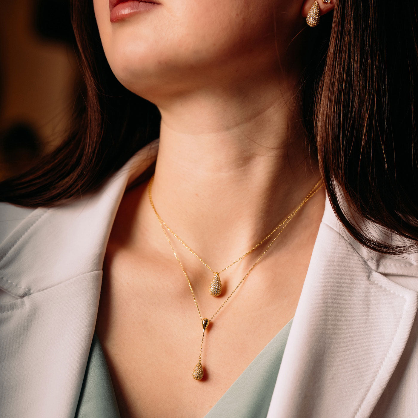 julie-julsen-crystal-drop-kette-mit-anh-nger-silber-vergoldet-mit-77-wei-en-zirk image 2
