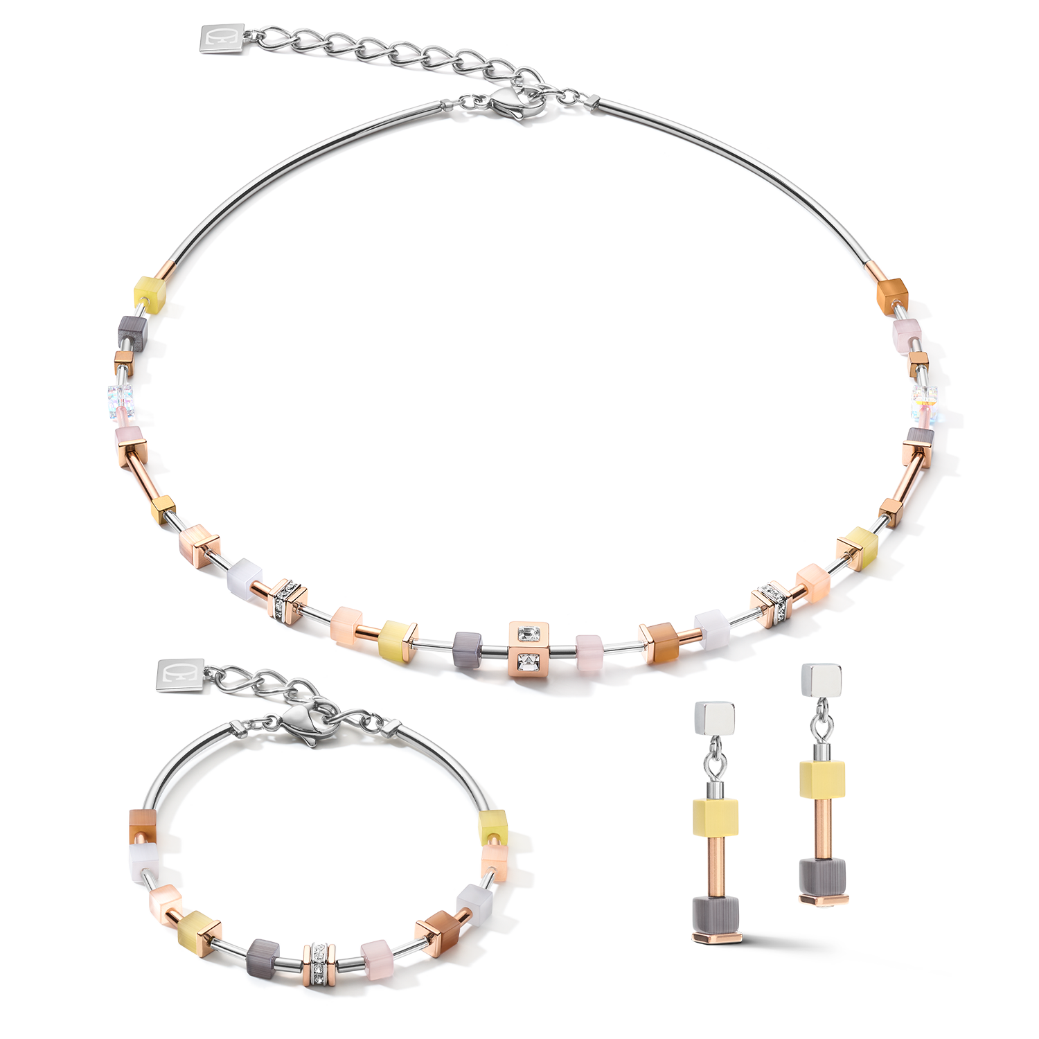 coeur-de-lion-ohrringe-geocube-fein-pastell-beige-oliv image 3