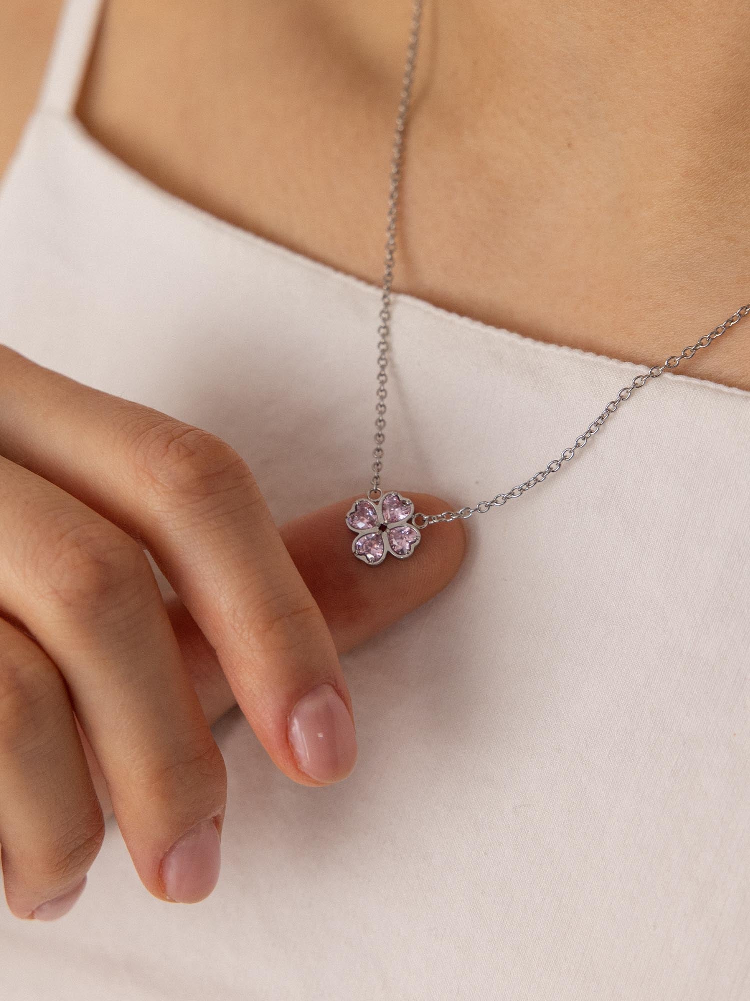 purelei-cuore-ros-kette-kleeblatt-herz-mit-rosa-zirkonia image 7