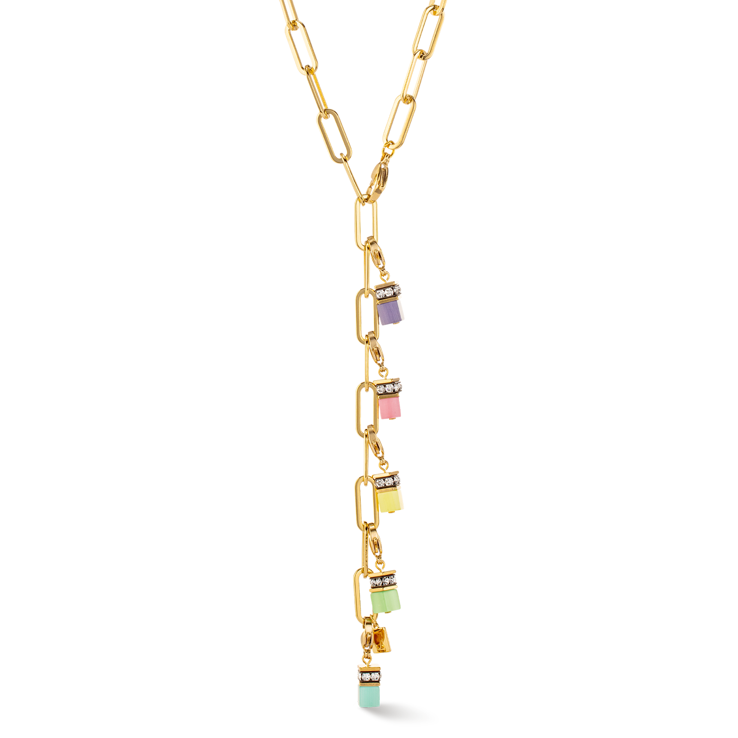 coeur-de-lion-halskette-happy-iconic-cube-charms-gold-pastell-45-58-cm image 2