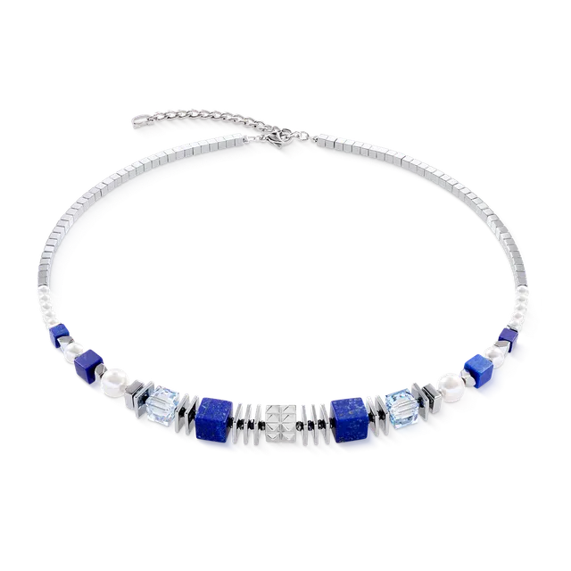 coeur-de-lion-statement-cube-facets-halskette-silber-blau-mit-lapislazuli-45-5-c image 1