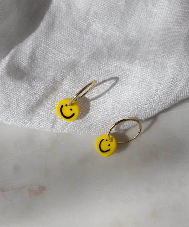 wald-berlin-smilie-yellow-earrings-acetat-hoops image 1