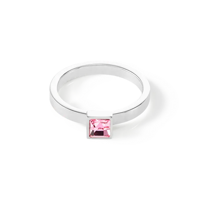coeur-de-lion-brilliant-square-small-ring-silber-rosa-kristall image 1
