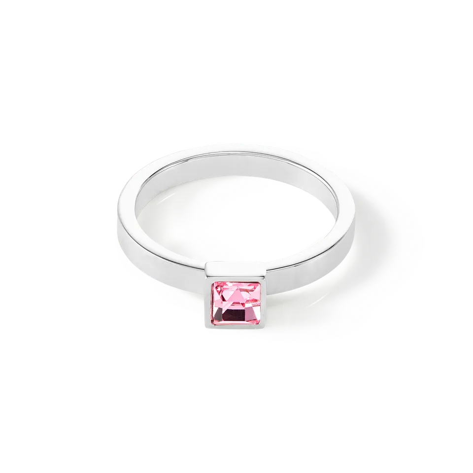 coeur-de-lion-brilliant-square-small-ring-silber-rosa-kristall image 1
