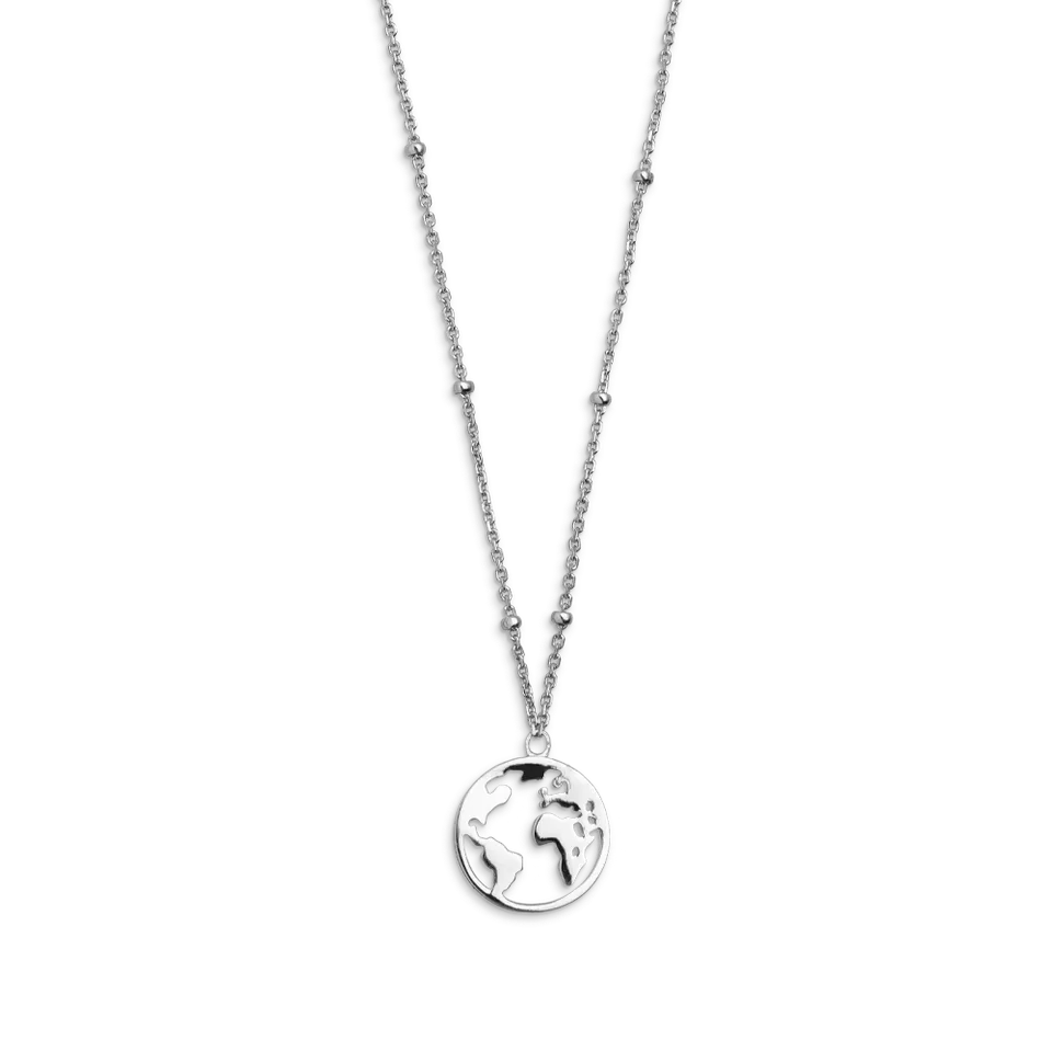 xenox-weltkugel-halskette-925-sterlingsilber-rhodiniert-mit-beads image 1