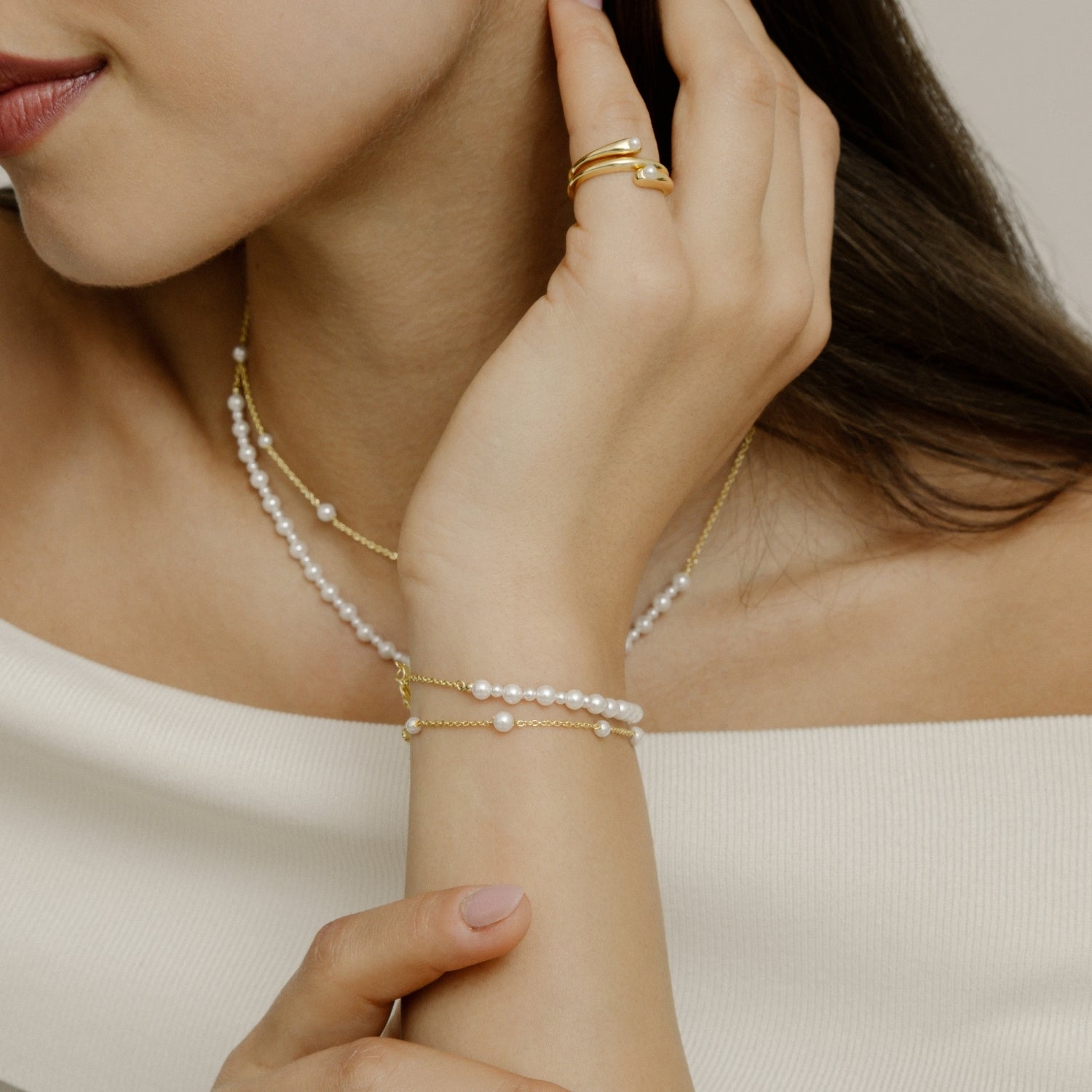 xenox-pearl-sea-armband-925-sterlingsilber-18k-vergoldung-mit-perlen image 2