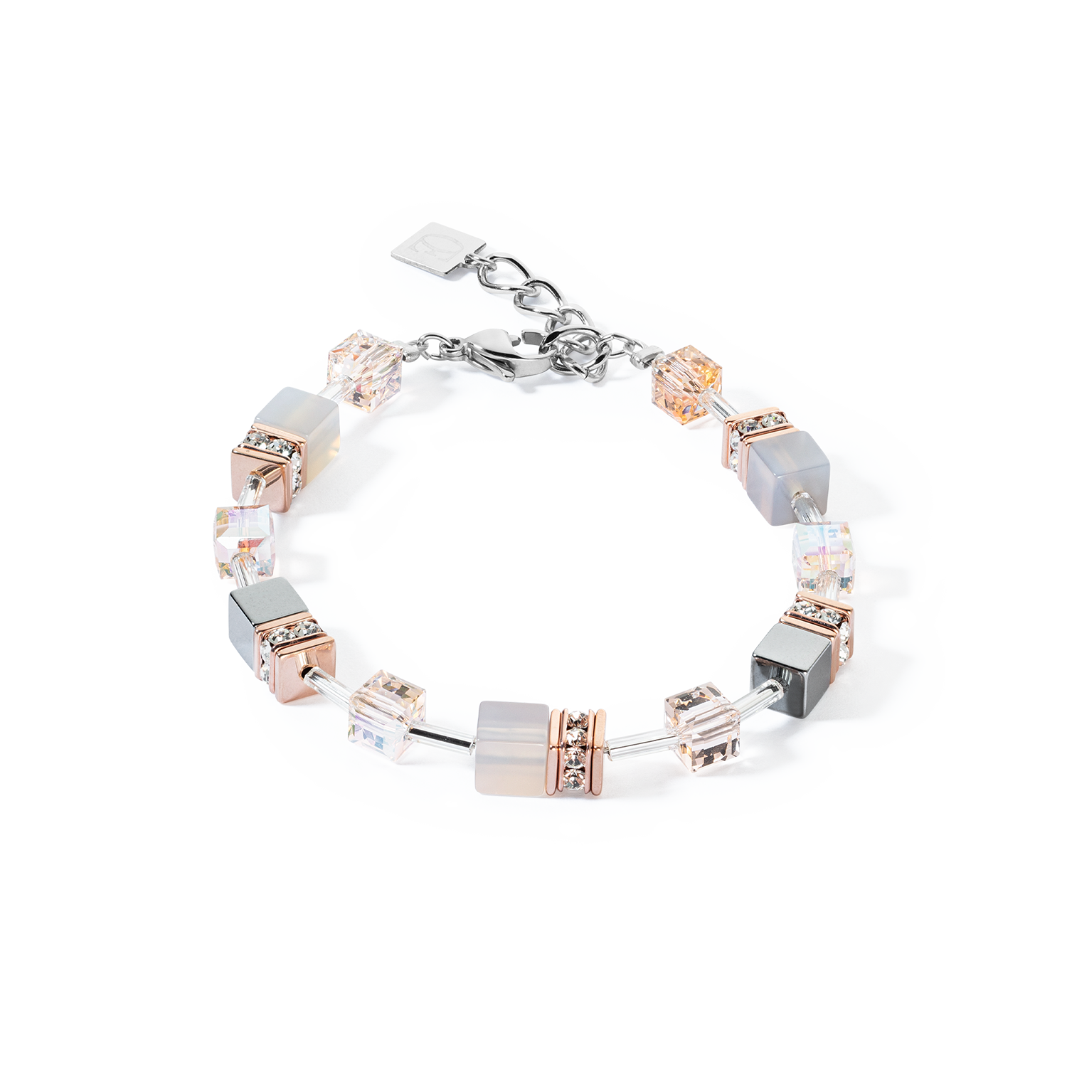 coeur-de-lion-geocube-iconic-precious-armband-ros-gold-peach image 1