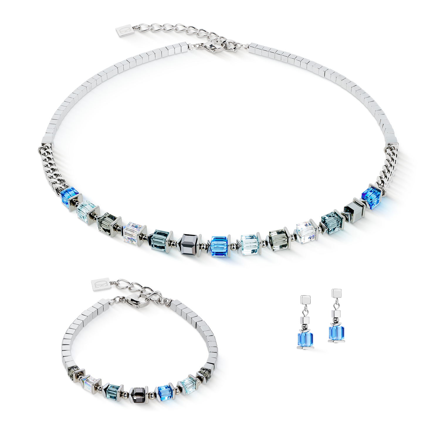 coeur-de-lion-geocube-halskette-sparkling-cubes-fusion-chain-silber-blau image 3