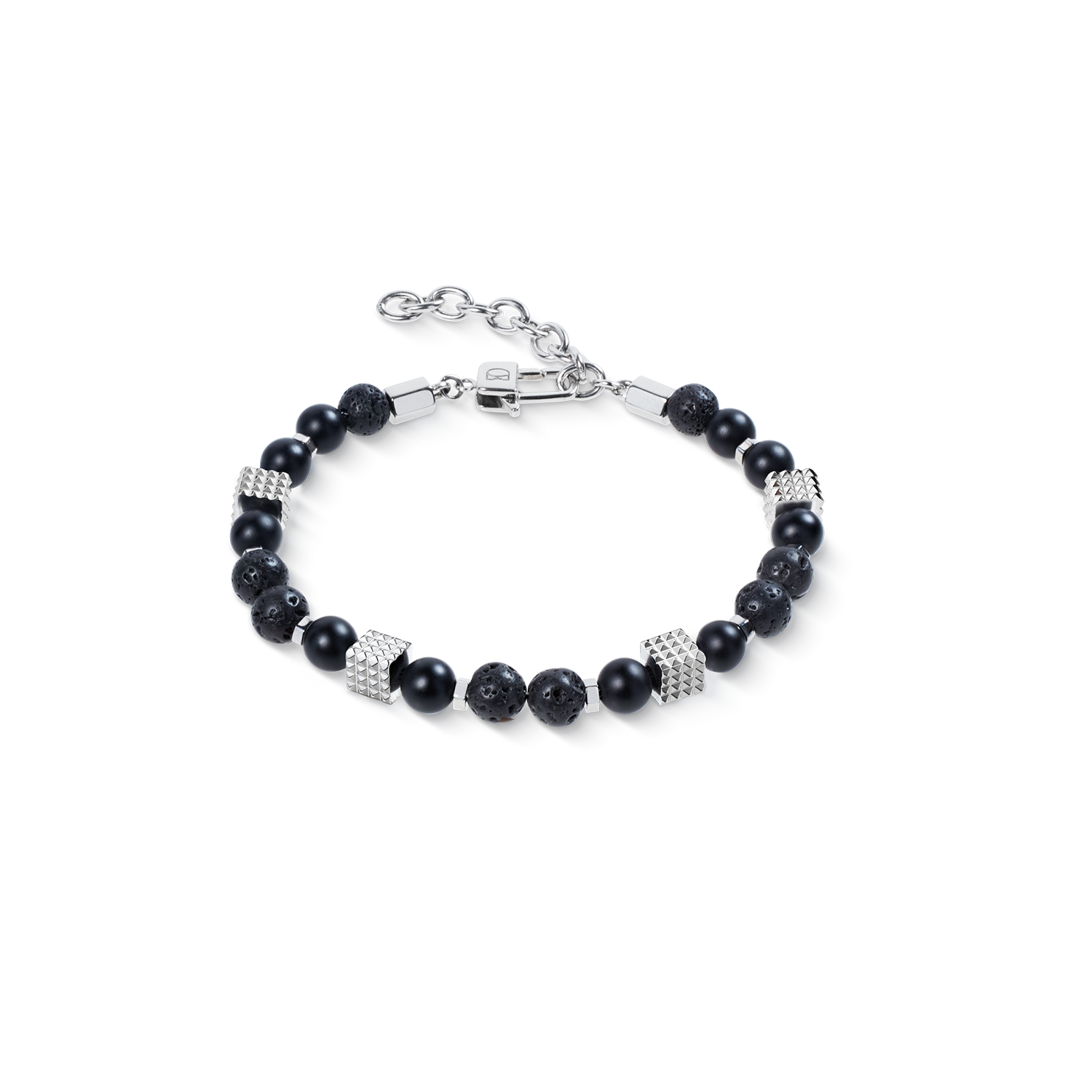coeur-de-lion-spikes-square-armband-onyx-und-lavakugeln-mit-mini-spikes-cubes-ed image 1