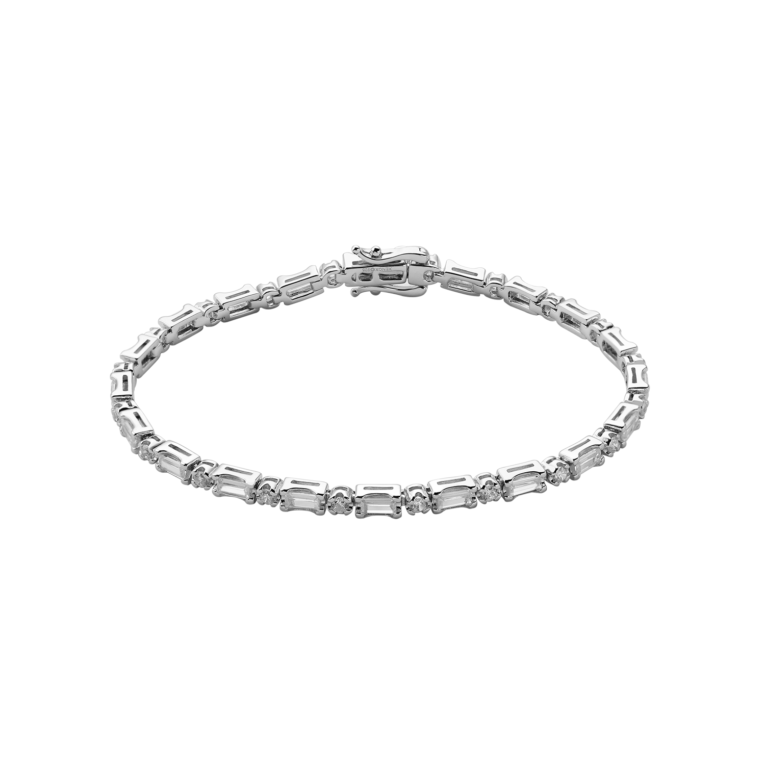 xenox-tennisarmband-925-sterlingsilber-rhodiniert-zirkonia-rund-und-eckig image 1