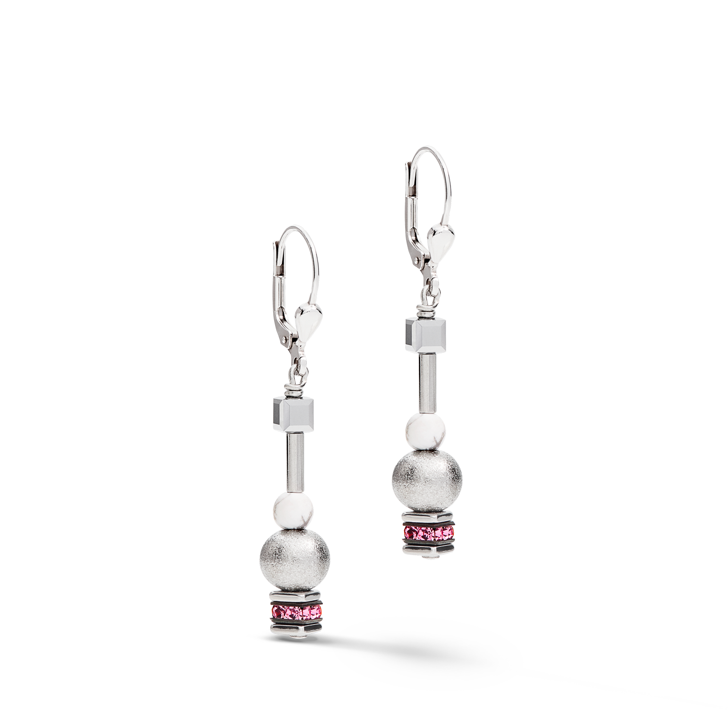 coeur-de-lion-pearls-cubes-ohrringe-silber-rosa-edelstein image 1