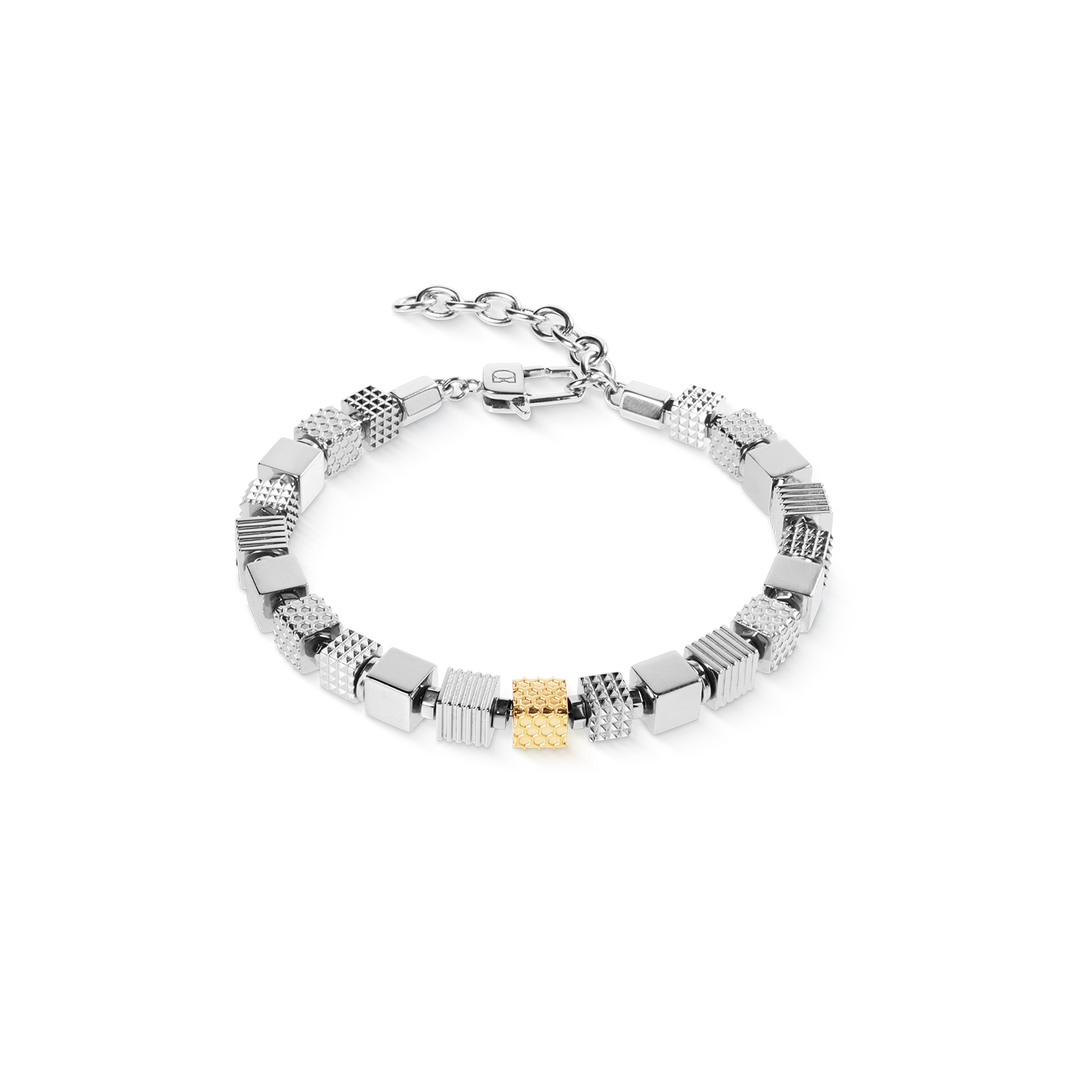 coeur-de-lion-geocube-armband-edelstahl-cubes-graphic-relief-edelstahl-gold image 1