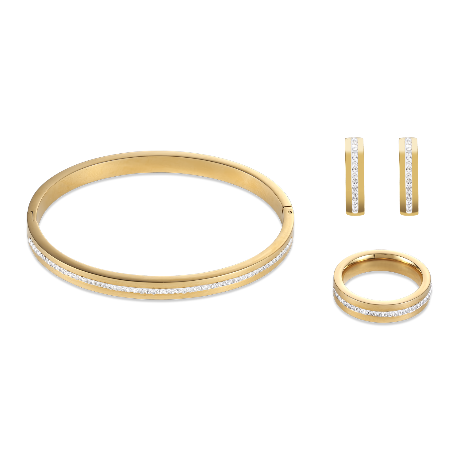 coeur-de-lion-ohrstecker-edelstahl-gold-kristall-pav-streifen image 3