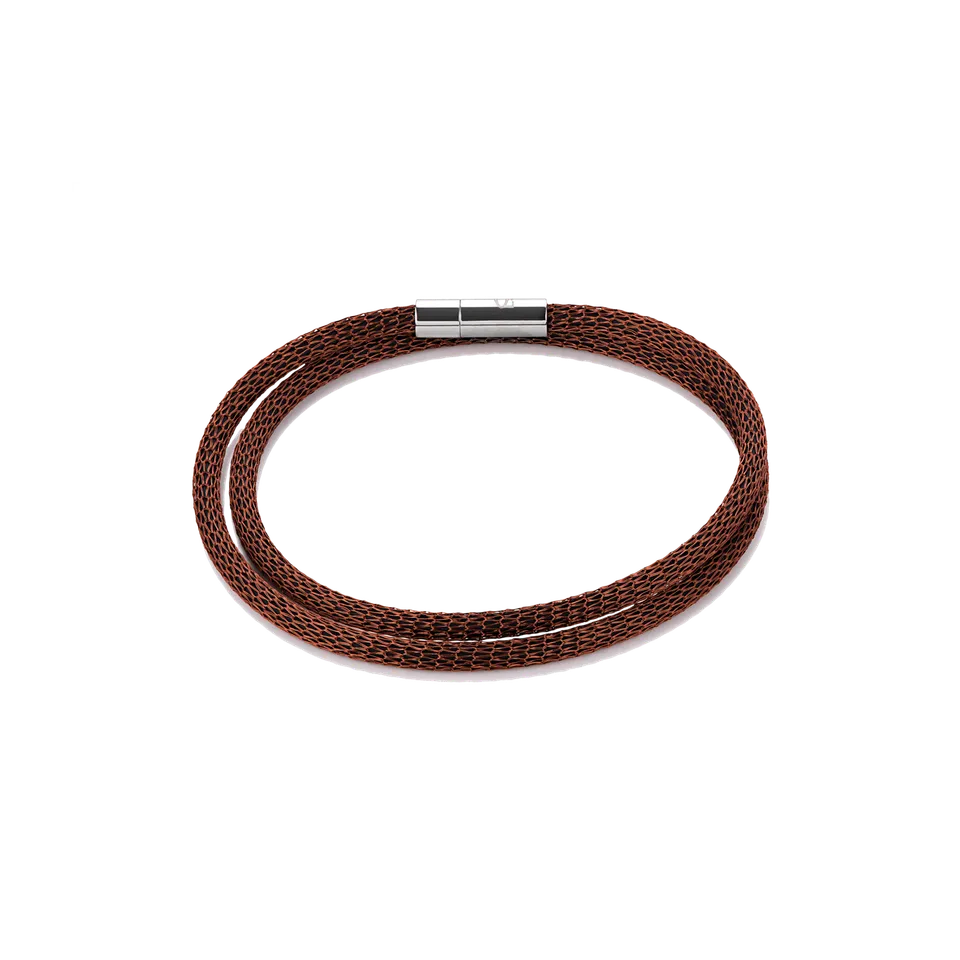 coeur-de-lion-mesh-armband-versilbert-emailliert-braun-36-cm image 1