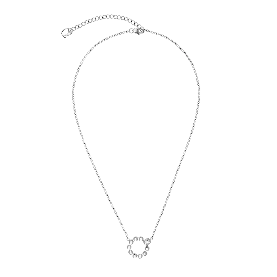 coeur-de-lion-small-soft-cube-circle-glow-halskette-silber-mit-zirkonia-18-mm-kr image 1