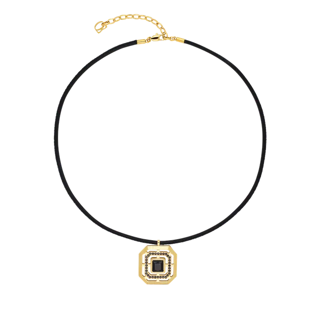 coeur-de-lion-amulett-icon-frame-halskette-soft-noir-gold-42-cm image 1