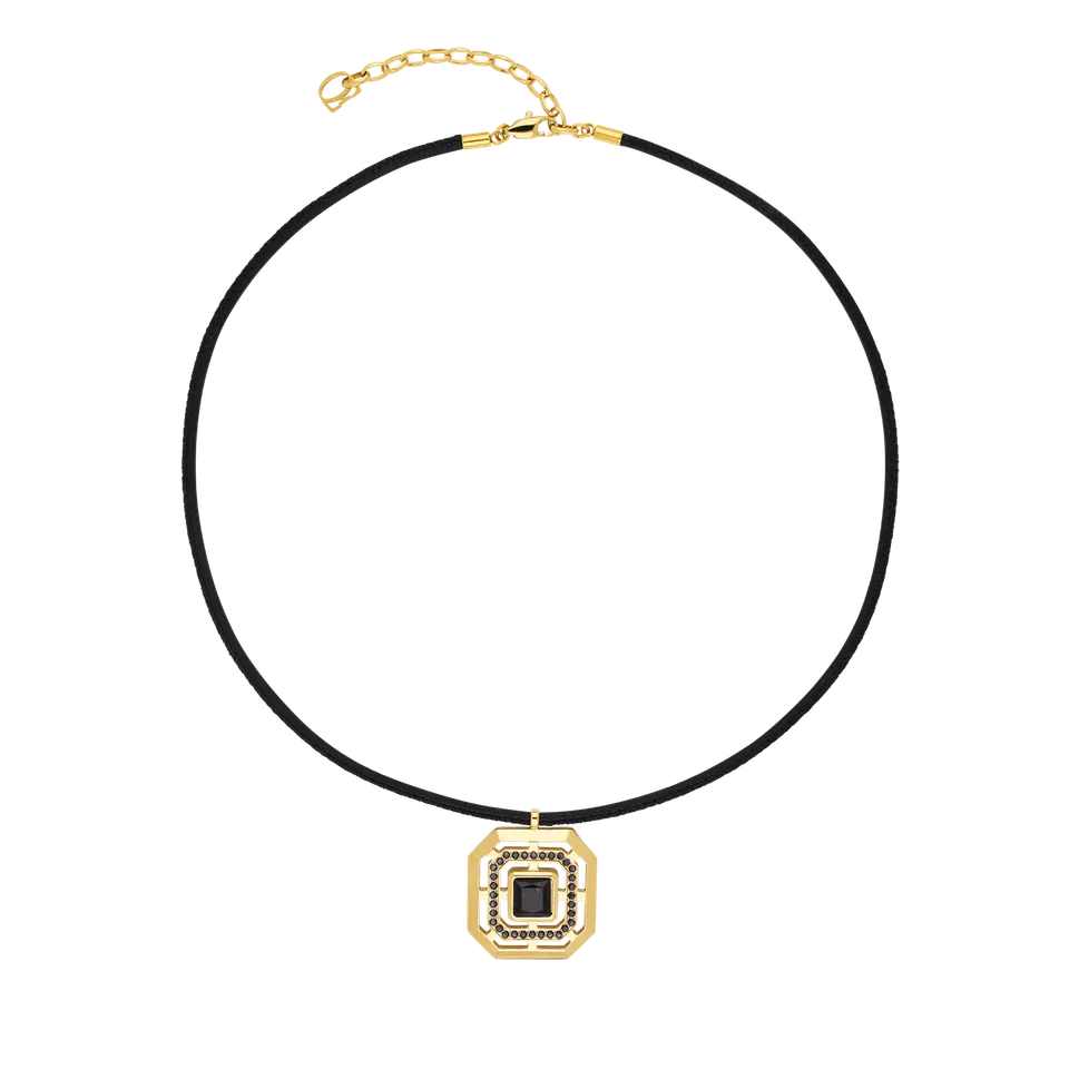 coeur-de-lion-amulett-icon-frame-halskette-soft-noir-gold-42-cm image 1
