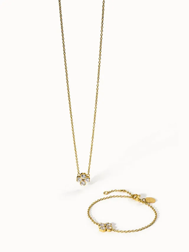 purelei-cuore-set-kette-und-armband-mit-kleeblatt-herz-anh-nger-und-zirkonia image 1
