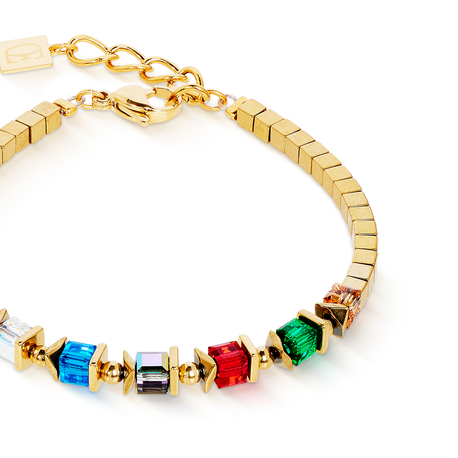 coeur-de-lion-armband-sparkling-cubes-fusion-chain-gold-multicolor image 2