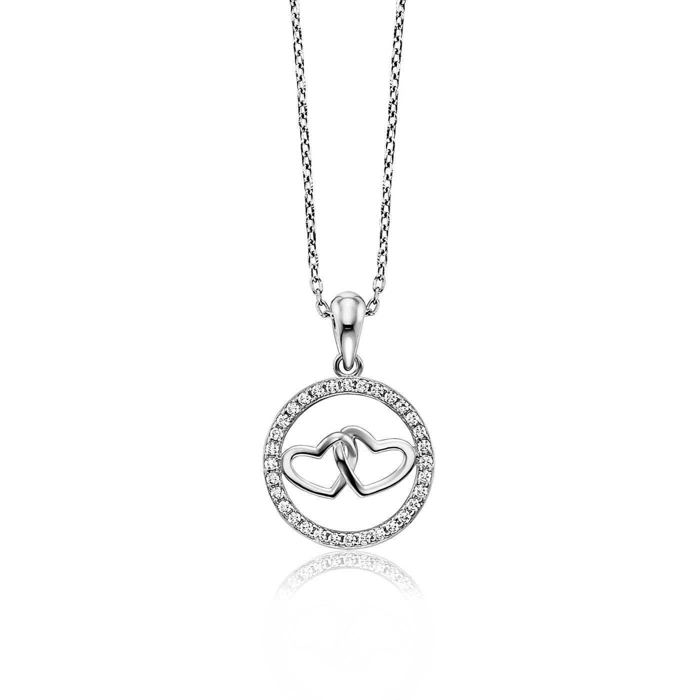 julie-julsen-2-hearts-kette-mit-anh-nger-silber-rhodiniert-32-wei-e-zirkonia image 1