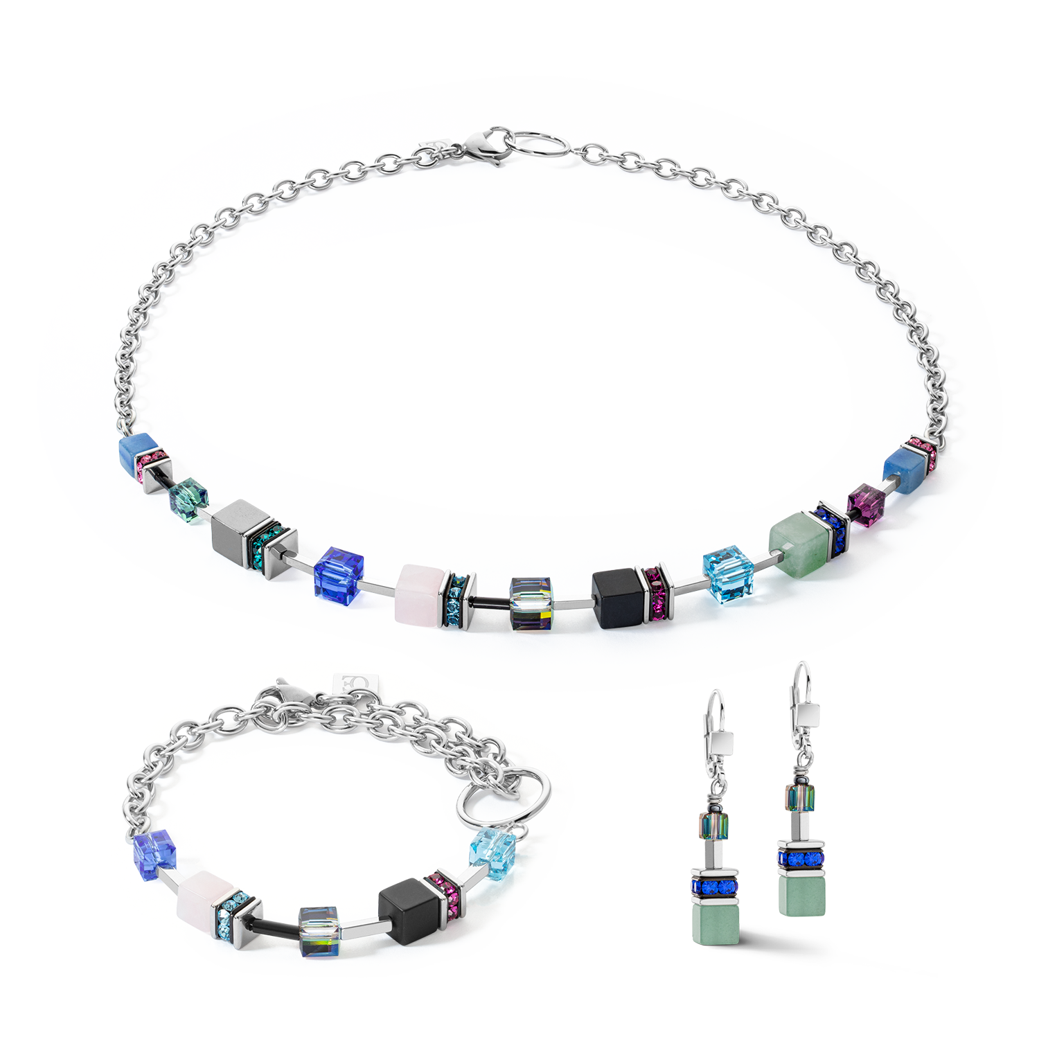 coeur-de-lion-geocube-iconic-precious-chain-armband-silber-multicolor image 3