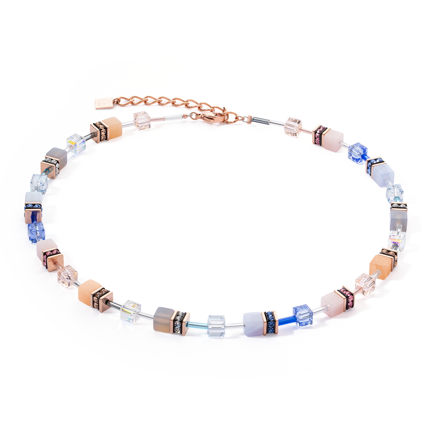 coeur-de-lion-geocube-iconic-precious-halskette-hellblau-beige image 1