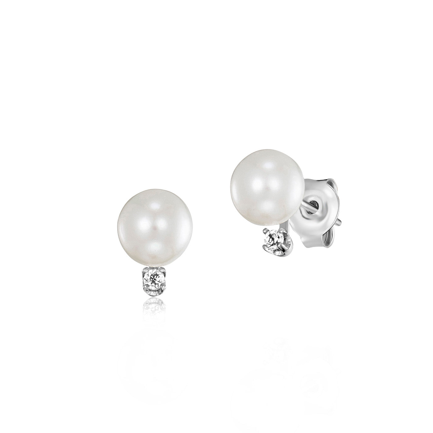 julie-julsen-pearl-ohrstecker-silber-mit-2-zirkonia-und-2-s-wasserperlen image 1